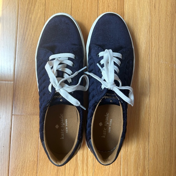 kate spade Shoes - Kate Spade Fleet Velvet Navy Sneakers